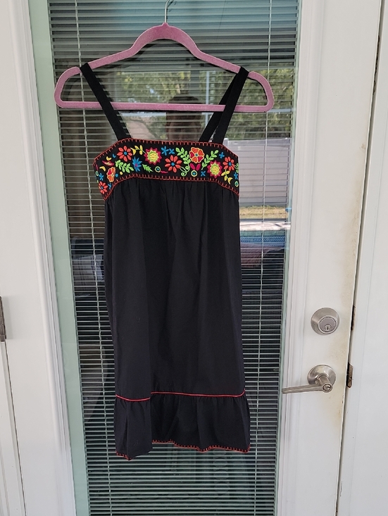 Xhilaration Tops - Xhilaration Black Embroidered Cotton Sundress Top Sz S Smocked Back